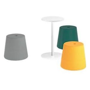 NowyStyl Pouf Set Versi, 3 Sitzhocker inklusive Tisch, petrol/gelb/hellgrau/weiß