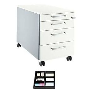 Schäfer Shop Select Rollcontainer 1233, Weiß/Weißalu, inkl. Trennstegen für Schubladen