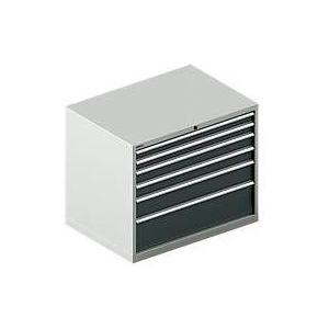 Schäfer Shop Select Schubladenschrank WSK 54-36, Stahl, 6 Schübe, bis 75 kg, B 1023 x T 725 x H 850 mm, lichtgrau/anthrazitgrau
