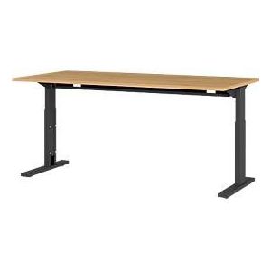 Schreibtisch Profi 2.0, rechteckig, C-Fuß, B 1600 x T 800 x H 700-810 mm, Grandson Eiche/schwarz