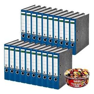 LEITZ® Ordner 1050 + 750 g HARIBO Color-Rado Party-Box, DIN A4, Rückenbreite 52 mm, 20 Stück, blau