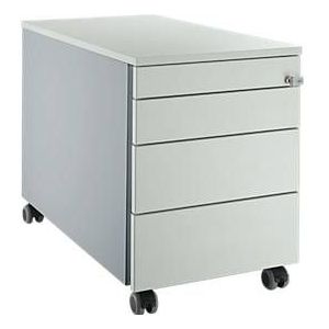Schäfer Shop Select Rollcontainer 1233, mit Griffnut, B 435 x H 567 mm, weißalu/lichtgrau/lichtgrau
