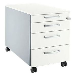 Schäfer Shop Genius Rollcontainer 1233, mit Griff rund, B 435 x H 577 mm, weißalu/weißalu/weiß