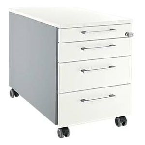 Schäfer Shop Select Rollcontainer 1233, mit Griff eckig, weißalu/weiß