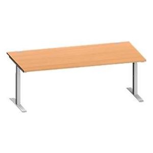 Schäfer Shop Genius Schreibtisch MODENA FLEX, Rechteck, T-Fuß Rechteckrohr, B 2000 x T 1000 x H 650-850 mm, Buche/weißalu