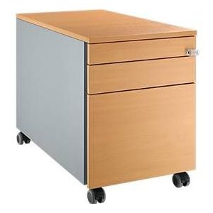 Schäfer Shop Select Rollcontainer 126, mit Griffnut, B 435 x T 765 x H 577 mm, weißalu/weißalu/Buche-Dekor