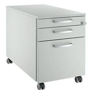 Schäfer Shop Select Rollcontainer 126, 1 Schublade, HR- & Utensilienauszug, runde Griffe, lichtgrau/lichtgrau/lichtgrau