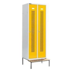 Schäfer Shop Select Kleiderspind, mit Sitzbank, 2 Abteile, 300 mm, Zylinderschloss, Tür rapsgelb