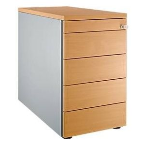 Schäfer Shop Genius Standcontainer 13333, mit Griffnut, B 435 x H 717 mm, weißalu/weißalu/Buche-Dekor