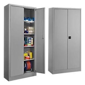 SSI Schäfer Universalschrank 2er-Set, Stahl, abschließbar, 950 x 400 x 1935 mm, 5 OH, weißaluminium RAL 9006