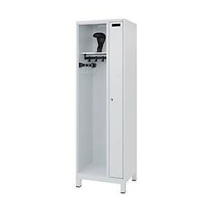 Feuerwehrspind C+P Evolo Kombi, 2 Abteile für 1 Person, mit Helmhalter, Füße, B 600 x T 500 x H 1950 mm, RAL 7035 Lichtgrau