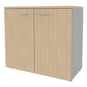 Schrank ARLON OFFICE, 2 Ordnerhöhen, abschließbar, B 900 x T 450 x H 816 mm, Eiche-Dekor/alu