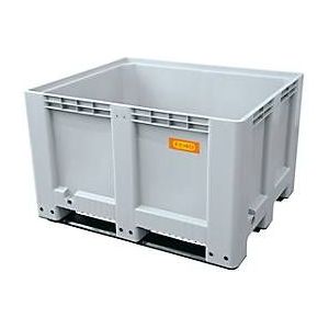 Logistikbox Cemo, Hart-Polyethylen (HDPE), grau, lebensmittelecht, B 1200 x T 1000 x H 760 mm, 200 l hoch, mit Kufen