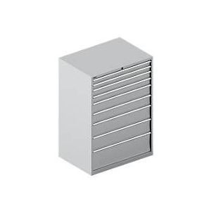 Schäfer Shop Select Schubladenschrank WSK 54-36, Stahl, 9 Schübe, bis 75 kg, B 1023 x T 725 x H 1450 mm, weissaluminium/weissaluminium