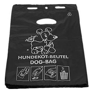 Deiss Hundekotbeutel, 2,8 Liter, HDPE, mit Positionsdruck, B 200 x L 330 mm, schwarz, 2000 Stück