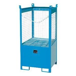 Fass-Stapelpalette Bauer FSP-1 D, Drahtgitter-Wände, Kapazität 1 x 200 l Fass, blau
