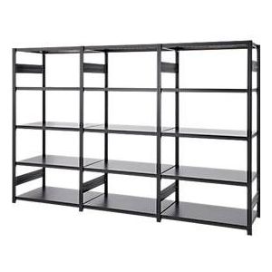 Regalkombination ORDO Business, 1 Grundregal + 2 Anbauregale, 15 Böden, modular, Fachlast 140 kg, Feldlast 1000 kg, B 3080 x T 535 x H 2500 mm, tiefschwarz