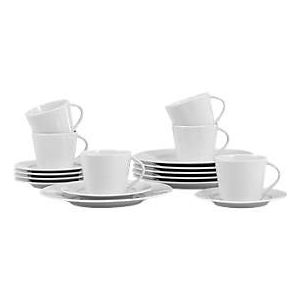 Kaffeeservice-Set Caterado ISTA, für 6 Personen, 18-teilig, Obertassen/Untertassen/Dessertteller, Porzellan, spülmaschinenfest, weiß