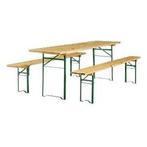 Festzeltgarnitur, 1 Tisch und 2 Bänke, extra groß, 3er-Set
