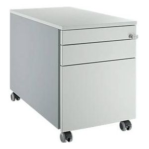 Schäfer Shop Select Rollcontainer 126, mit Griffnut, B 435 x T 765 x H 577 mm, weißalu/lichtgrau/lichtgrau