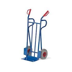 Stahlrohr-Sackkarre, bis 250 kg, Vollgummibereifung, Sicherheitsgriffe, H 1250 x B 600 x T 450 mm, enzianblau RAL 5012