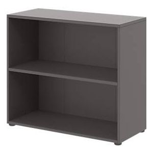 Home Office Regal TEMPIO, aus Holz, 2 Fächer, 2 OH, B 800 x T 340 x H 720 mm, anthrazit