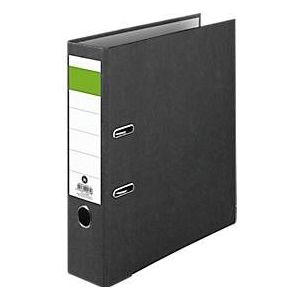 Ordner Grüner Balken, A4, Rückenbreite 80 mm, Qualitätsmechanik, Griffloch & geklebtes Rückenschild, Hartpappe, schwarz marmoriert, 40 Stück