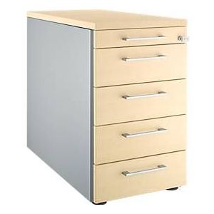Schäfer Shop Genius Standcontainer 13333, mit Griff eckig, B 435 x H 717 mm, weißalu/weißalu/Ahorn-Dekor