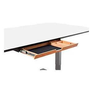 Zubehörschublade für die Montage unter Schreibtischen, kugelgelagert, Kabelführung, herausnehmbare Filzmatte, B 585 x T 243 x H 43 mm, Bambusholz