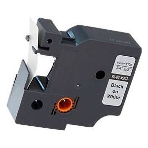 Schriftband kompatibel zu Dymo® Beschriftungsband D1/45803, selbstklebend, weiß/schwarz, Kunststoff, L 7 m x B 19 mm