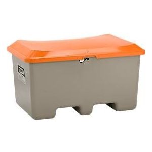Allzweckbox Cemo, Glasfaserverstärkter Kunststoff (GFK), grau, B 1210 x T 820 x H 680 mm, 200 l hoch, mit Staplertaschen