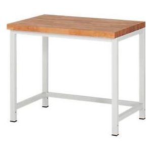 Werkbank Serie 8000, stationär, höhenverstellbar, Arbeitsplatte Buche-Massiv, B 1000 x T 700 x H 840-1040 mm