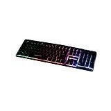 Manhattan Gaming USB Keyboard, Metal Base Edition, 12 Function Keys, Rainbow-LED Backlighting, 19 Anti-Ghost Key Caps, IPX4 (Splashproof) Rating, USB-A, Black, Retail Box (German layout) - Tastatur - hintergrundbeleuchtet - USB - QWERTY - Schwarz