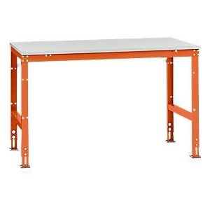 Manuflex Arbeitstisch UNIVERSAL Standard, 1500 x 1000 mm, Kunststoff lichtgrau, rotorange