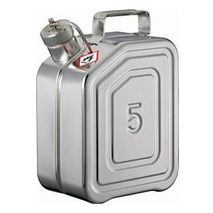 Transportkanister, Edelstahl 1.4301, 5 l, B 130 x T 200 x H 310 mm, Schraubkappe mit flexibler Welle
