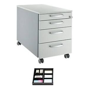 Schäfer Shop Select Rollcontainer 1233, Lichtgrau/Weißalu, inkl. Trennstegen für Schubladen