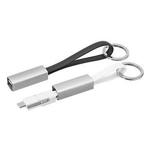 3-in-1 Schlüsselring mit USB-Kabel, Typ C, Android/iOS, Laden + Transfer, weiß