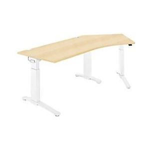 Schäfer Shop Genius Schreibtisch 135° Planova Ergostyle , Ansatz rechts, man. höheneinstellbar, B 2165 x T 800 mm , Ahorn-Dekor/weiß