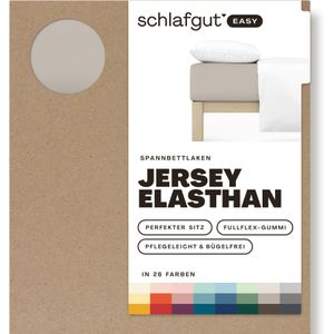 schlafgut Easy Jersey Elasthan Hoeslaken L - 140x200 - 160x220 496 Sand Mid