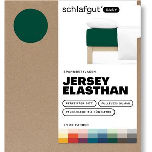 schlafgut Easy Jersey Elasthan Hoeslaken S - 90x190 - 100x220 690 Green Deep