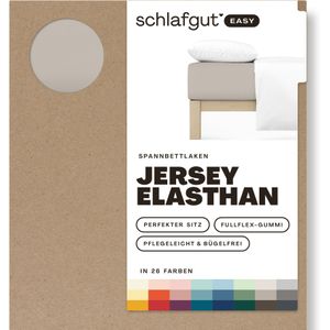 schlafgut Easy Jersey Elasthan Hoeslaken XL - 180x200 - 200x220 496 Sand Mid