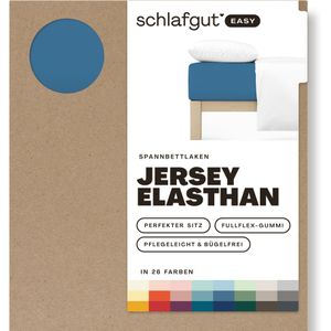 schlafgut Easy Jersey Elasthan Hoeslaken XL - 180x200 - 200x220 615 Blue Mid