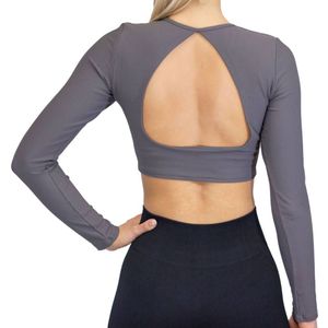 Fittastic Sportswear Longsleeve Backless Top  - L - Grijs
