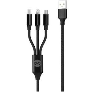 Forever 3-in-1 Gevlochten USB Oplaadkabel - 1.2m - Zwart