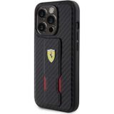iPhone 15 Pro Max Ferrari Carbon Greepstandaardkoffer - Zwart