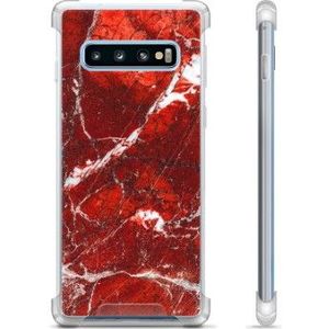 Samsung Galaxy S10 Hybrid Hoesje - Rood Marmer