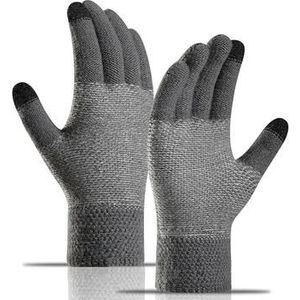 WM 1 paar Unisex gebreide warme handschoenen Touch Screen Stretchy wanten Knit Voering Handschoenen - Grijs