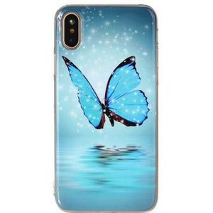 iPhone X / iPhone XS Glow in the Dark TPU Cover - Blauwe vlinder