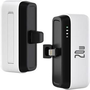 T160 Mini Draagbare Lightning Power Bank - PD 20W, 5000mAh - Wit