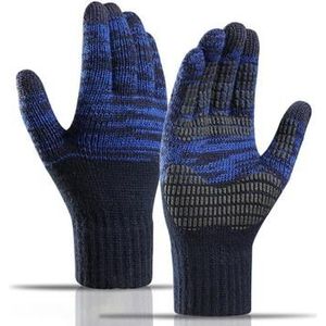 Y0046 1 paar heren winter gebreide winddichte warme handschoenen Touchscreen Texting wanten met elastische manchet - marineblauw